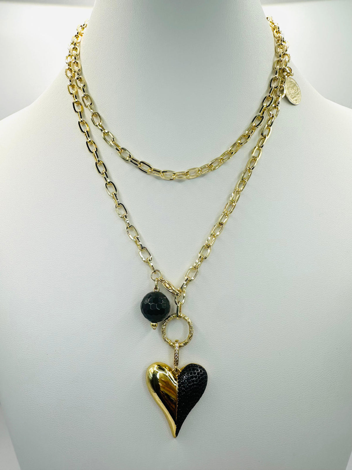 Black triple heart necklace