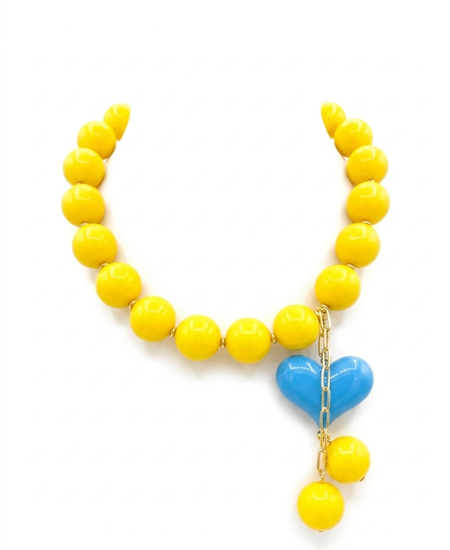 Candy Bom Heart yellow and ligth blue