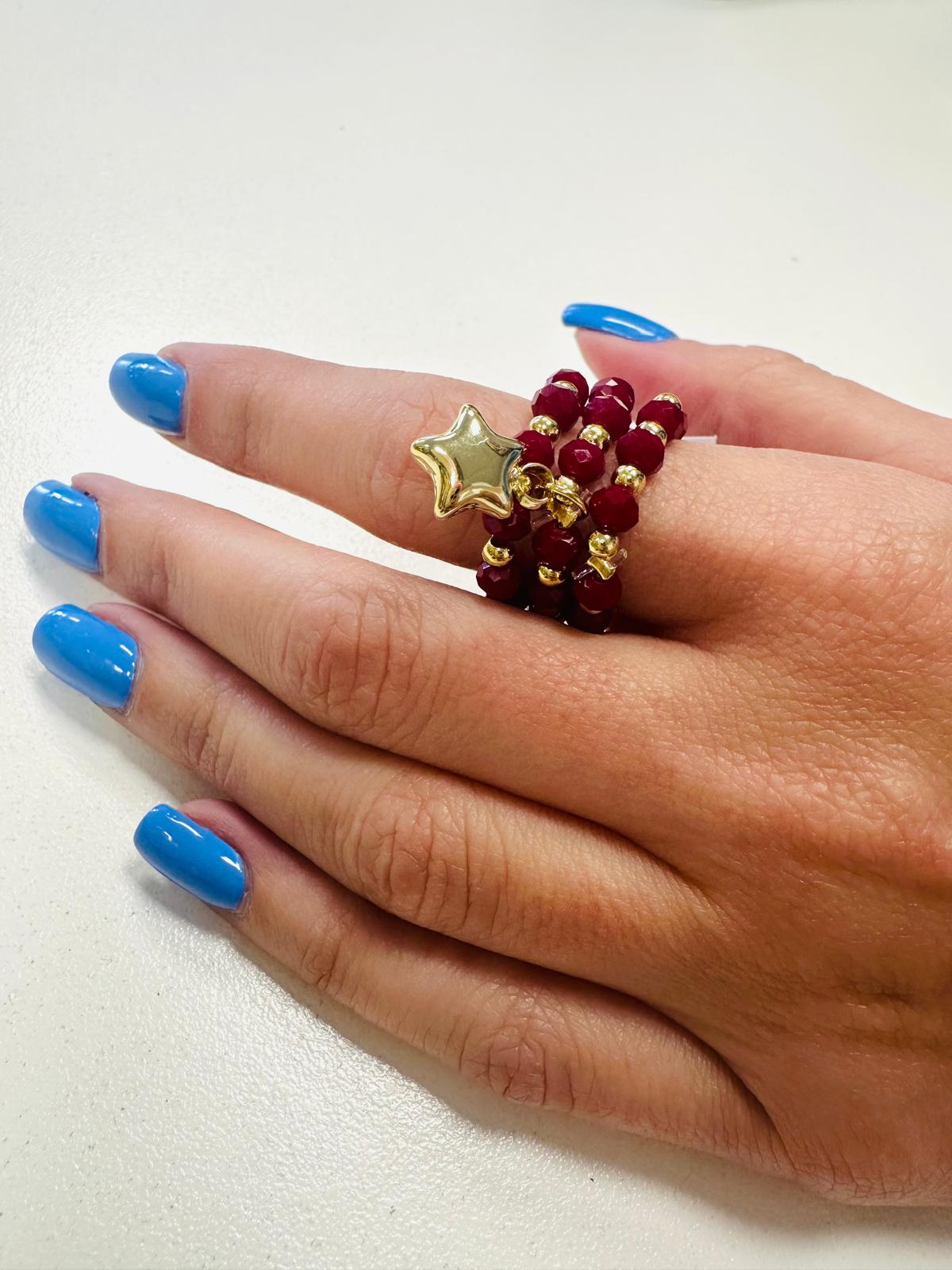 Burgundy star ring