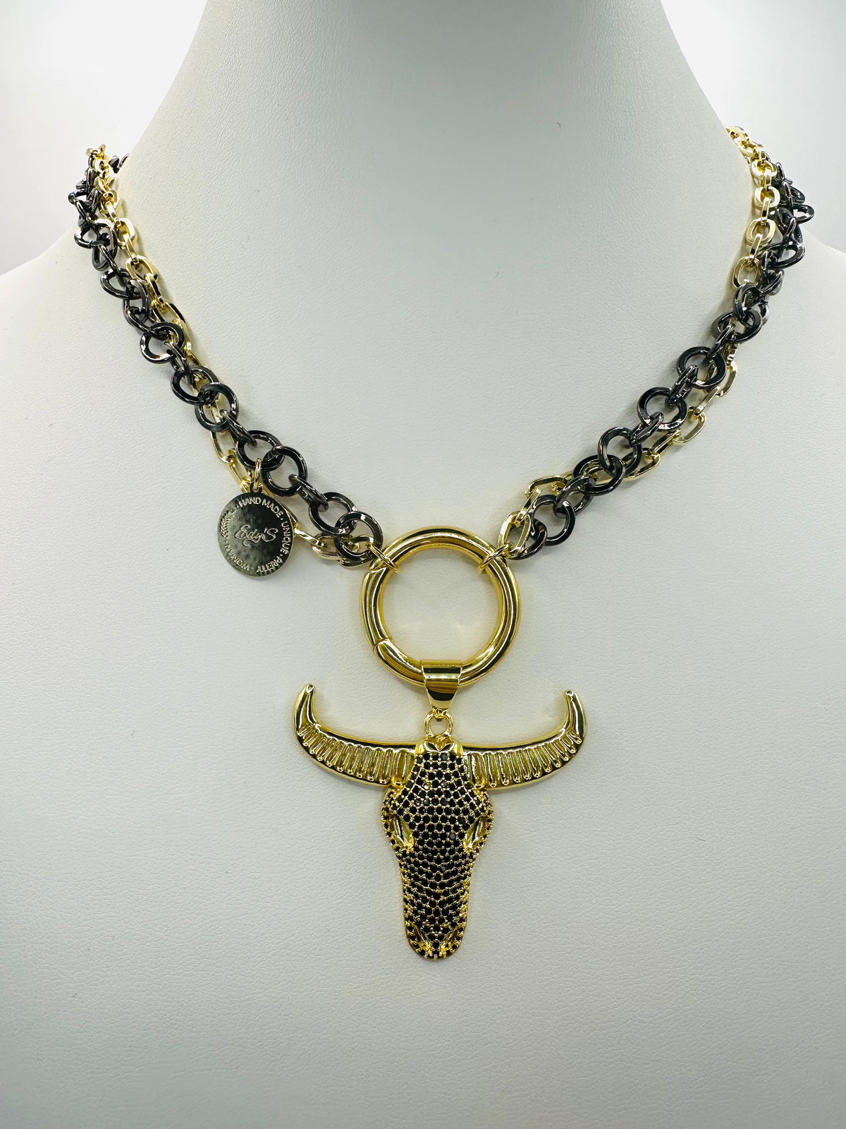 Black crystal bull neck