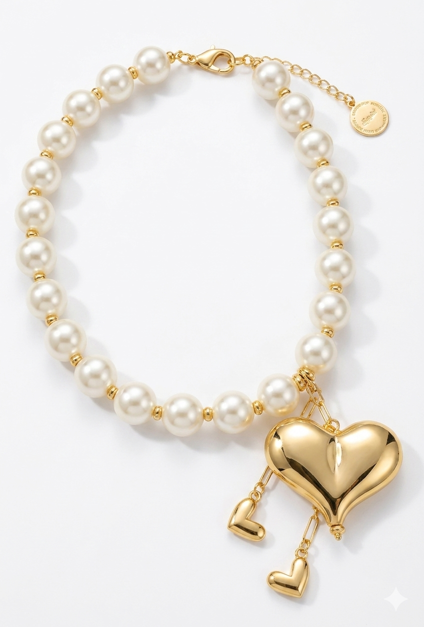 Candy Bom Heart White and Gold